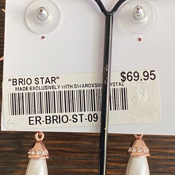 Rose Gold Starburst Swarovski Crystal Dangle Earrings - Picture 2 of 7